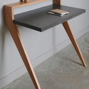 Modern Wall-Mounted Two-Tone Study Desk – Dark Gray & Natural Wood